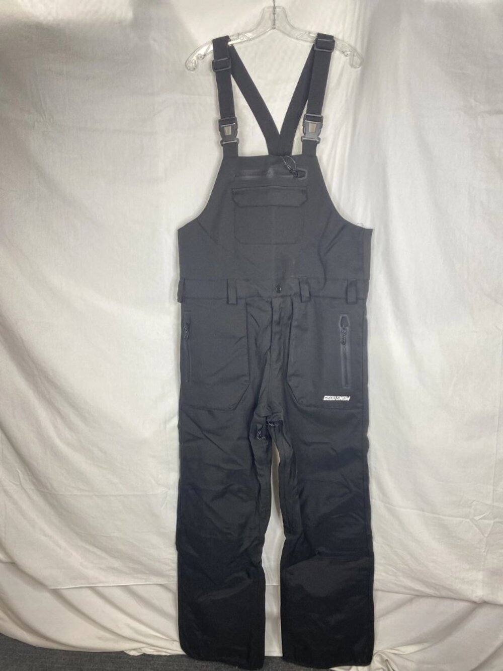 NEW GSOU SNOW Mens Relaxed Fit Snow Bibs With Knee Reinforcements Size L Black